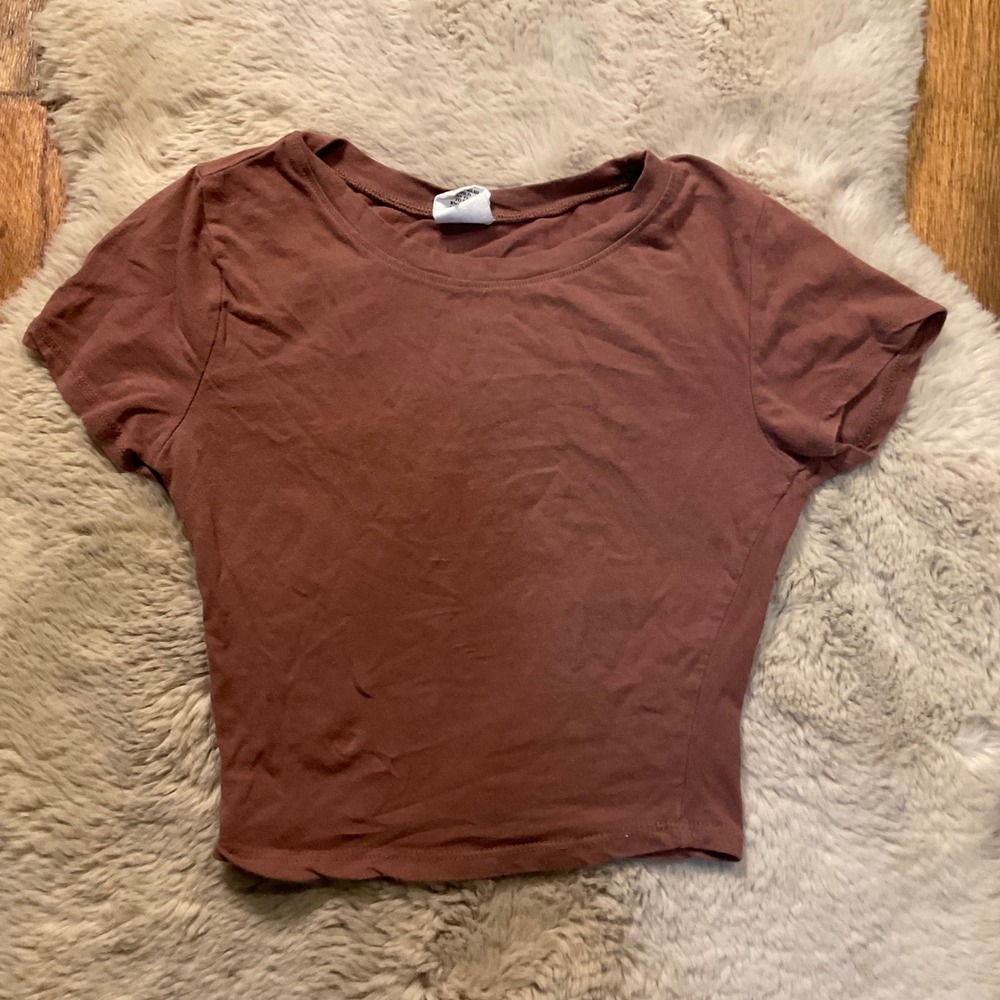 Destined Size XS Short Sleeve‎ Crop Taupe Tan Top Women's Tilly's